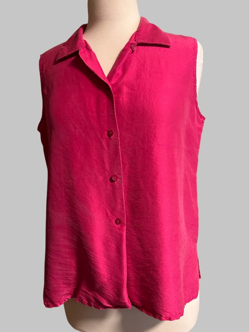 Jones New York Sleeveless Button Up Collar Shirt 100% Silk (8)